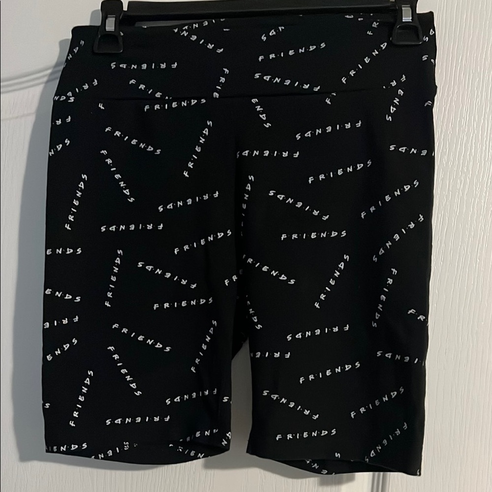Black 'Friends' Print Unisex Shorts